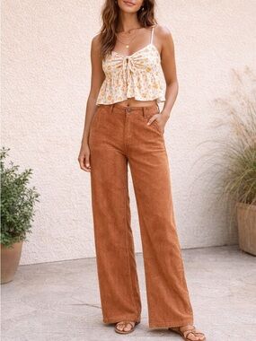 Baggy Wide Leg Corduroy 100% Cotton Pants